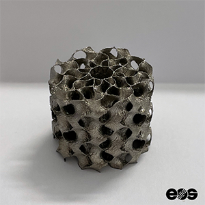 EOSの金属3Dプリンターで製造したジャイロイド構造(インコネル)