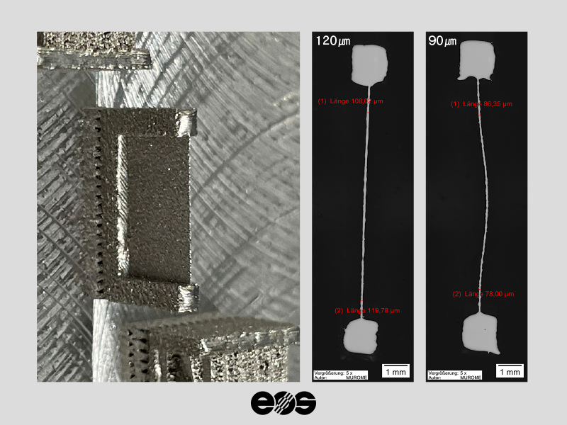 EOSの金属3Dプリンターで製造した試験片(インコネル)