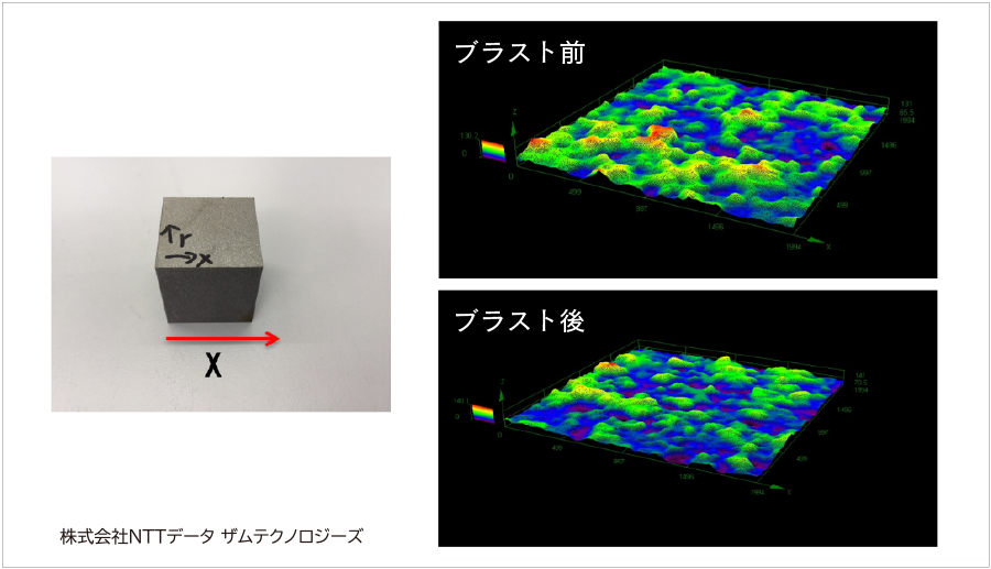 金属AMの造形物をドライアイスブラストした前後①